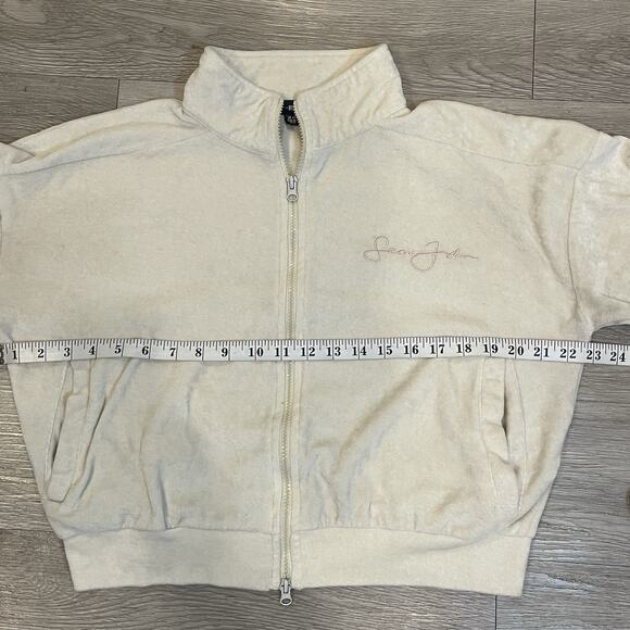 Womens Velour Y2K Track Jacket Size 8 Full Zip Cropped Streetwear Layering - Picture 5 of 6